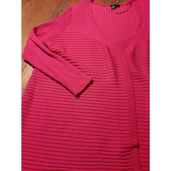 Size 18/20 Lane Bryant Bright Pink Long Sleeve Ribbed Knit Cardigan Open Front - Picture 4 of 5